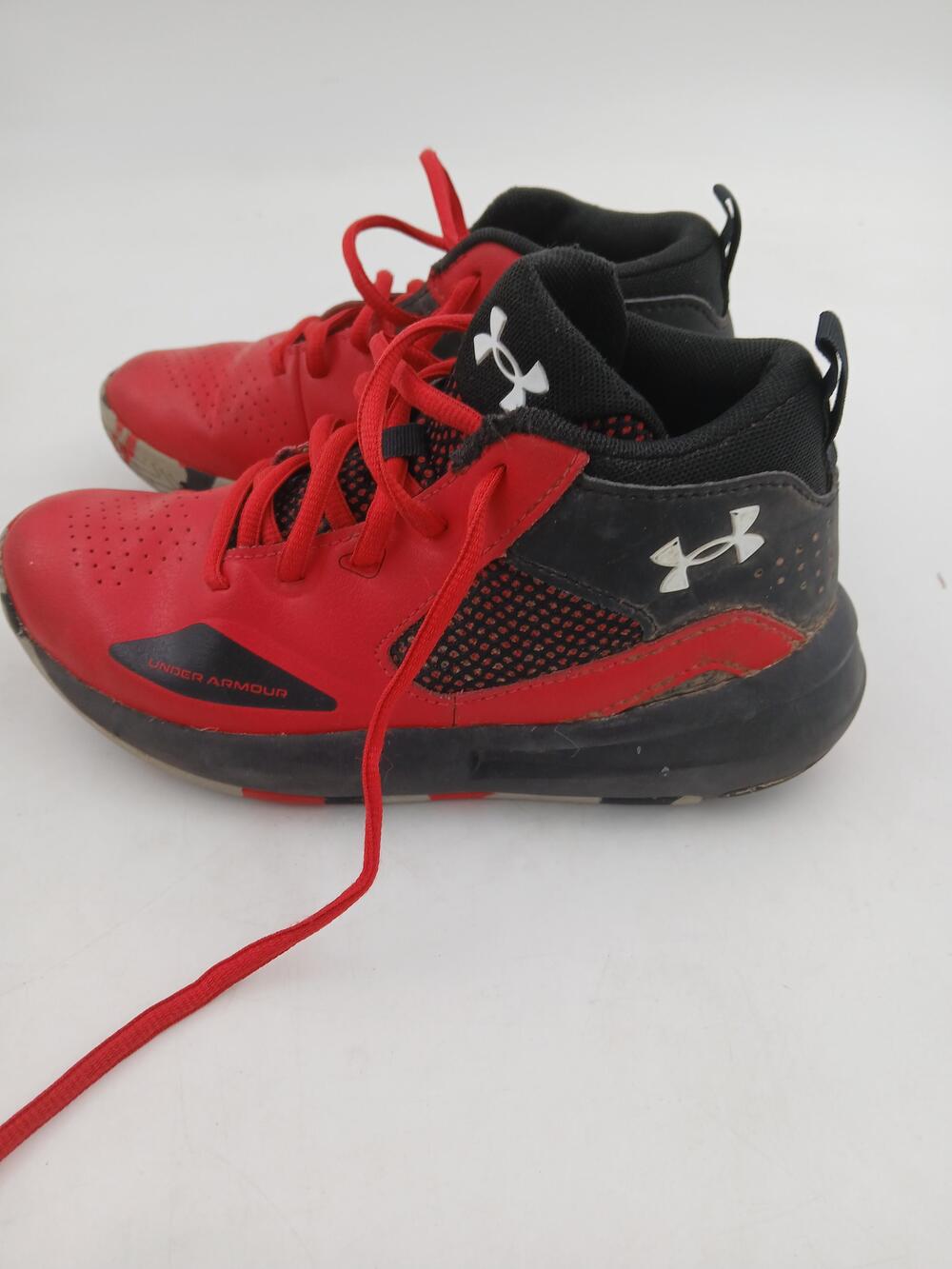 Under Armour Shoes Youth Size 2Y Red Black Basketball High Top Sneakers